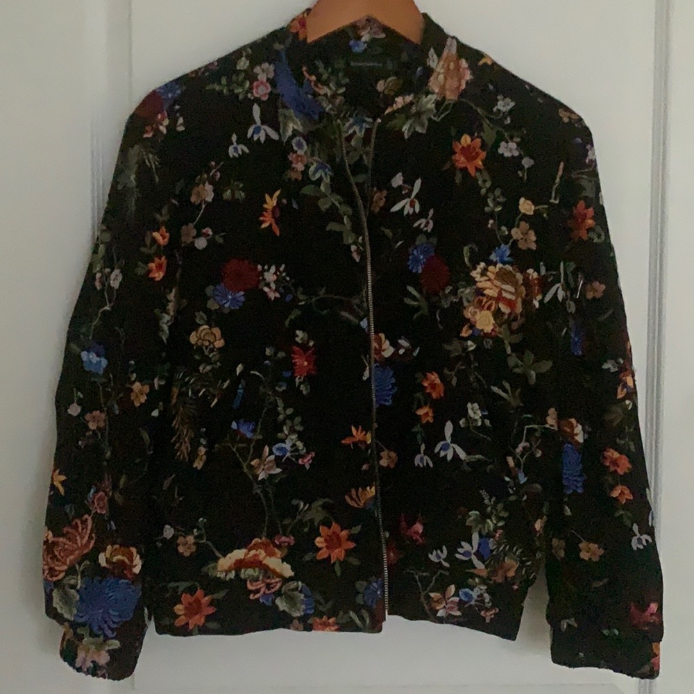 Trafaluc floral bomber jacket